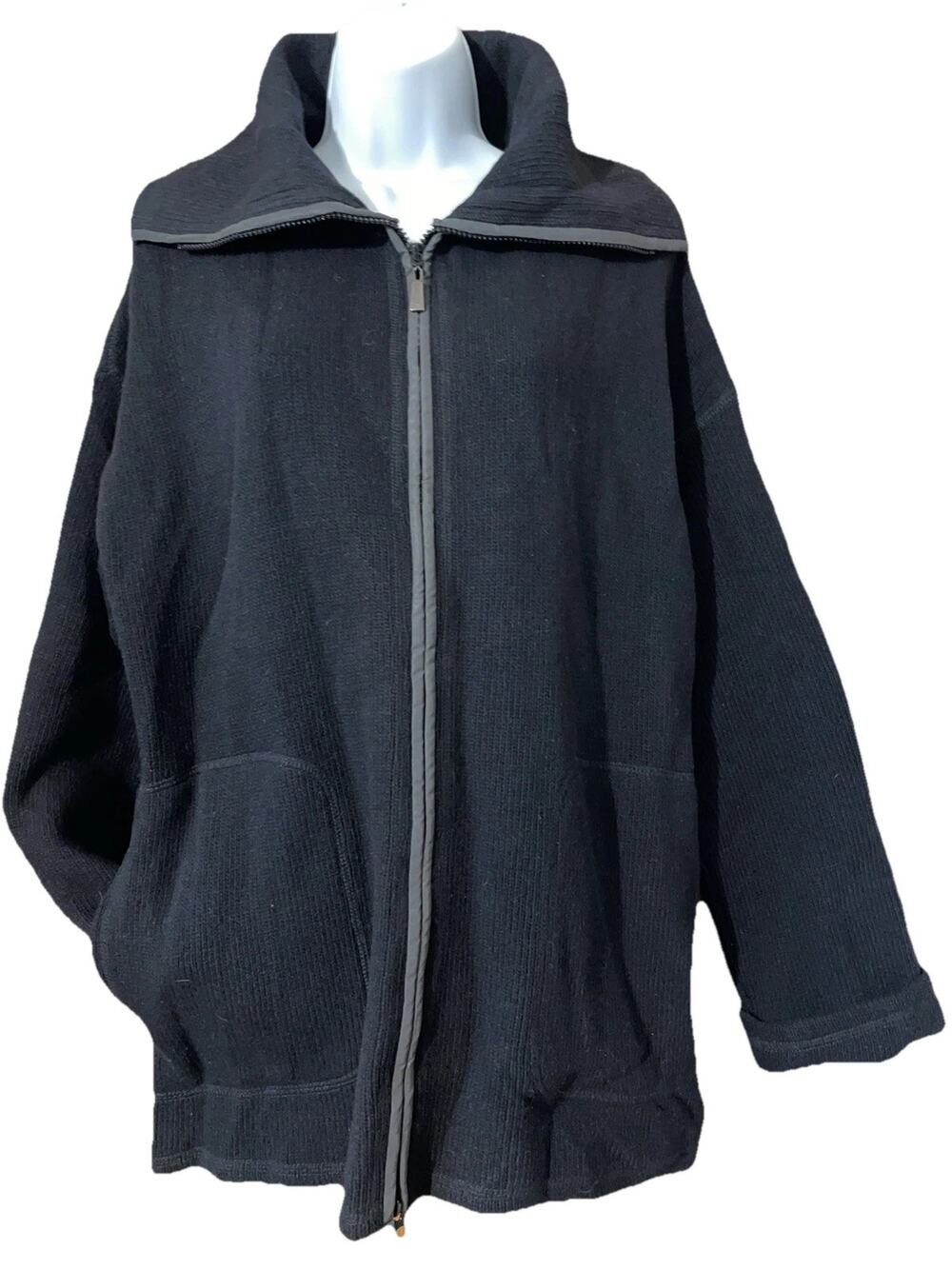 Hilary Radley 100% Pure New Wool Coat Jacket Black Men’s? Small Zipper Zipup